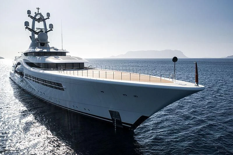 a large white ship in the water aboard AMBASSADOR Yacht for Sale