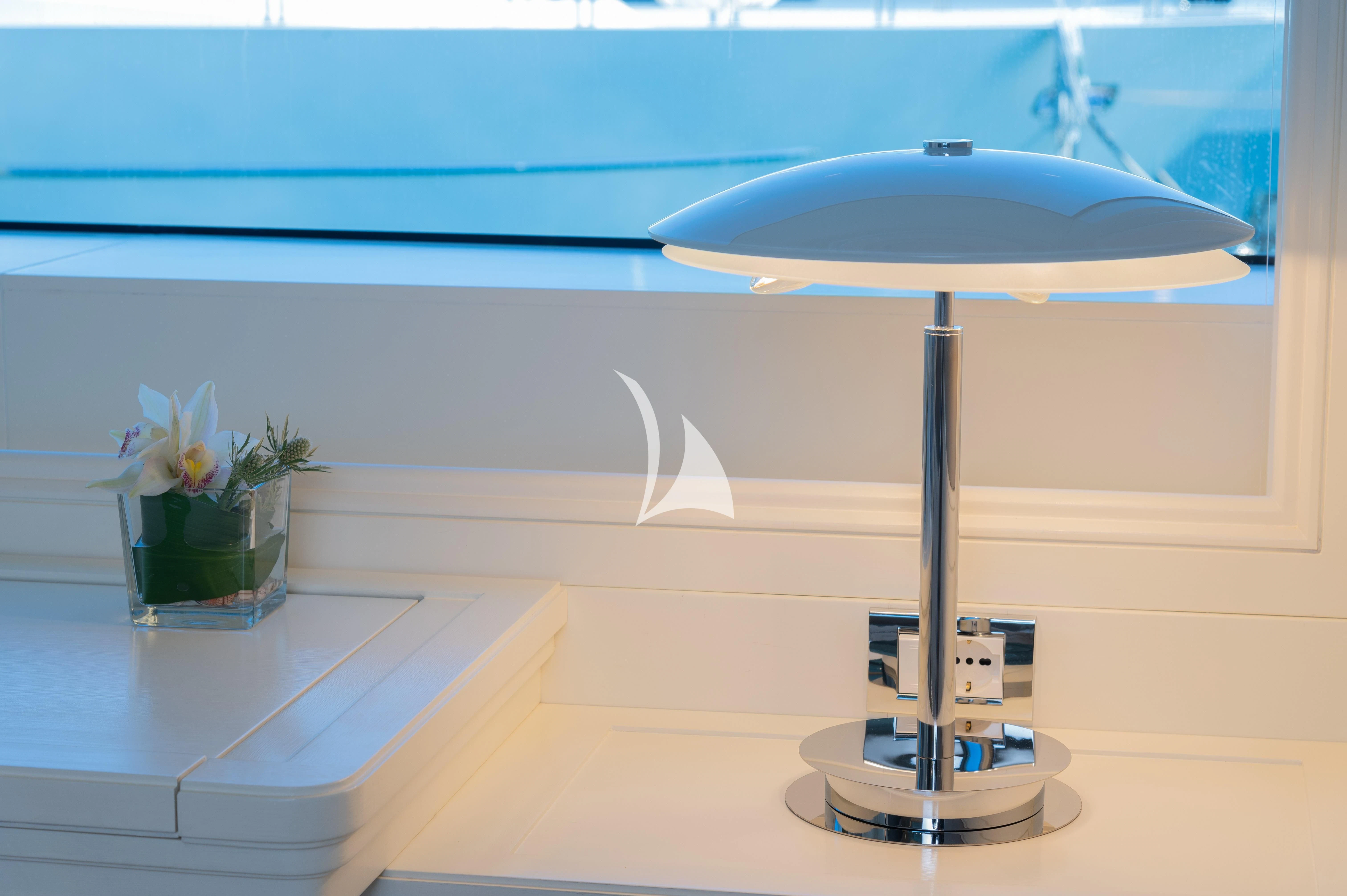 a lamp on a counter aboard BOJI Yacht for Sale
