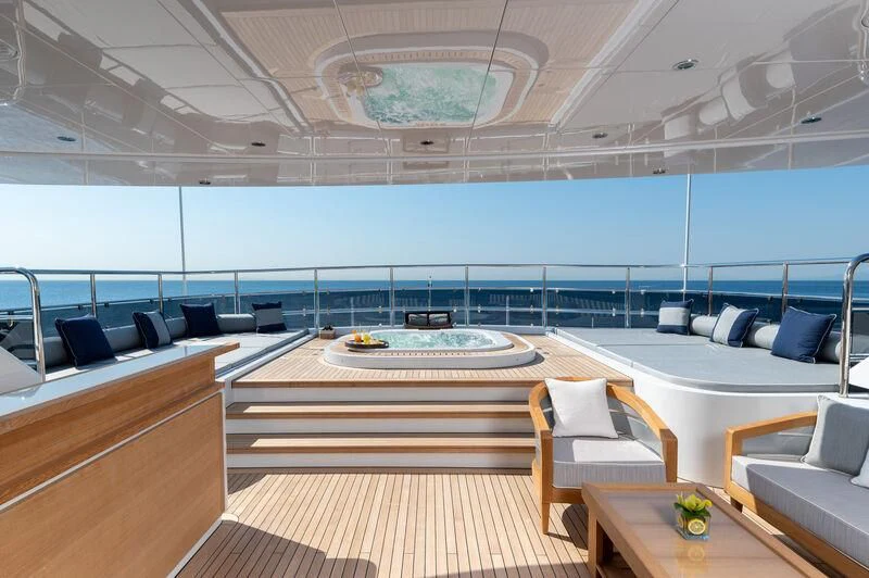 a room with a large window aboard BOJI Yacht for Sale