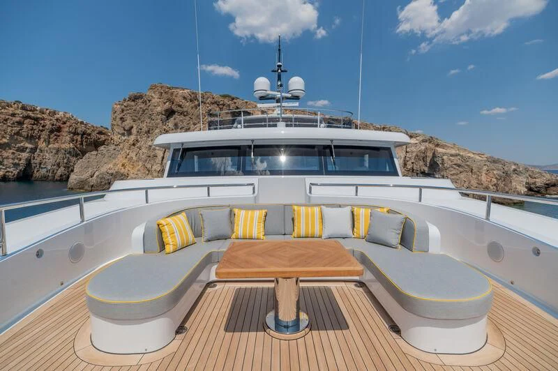 a boat on a deck aboard BOJI Yacht for Sale