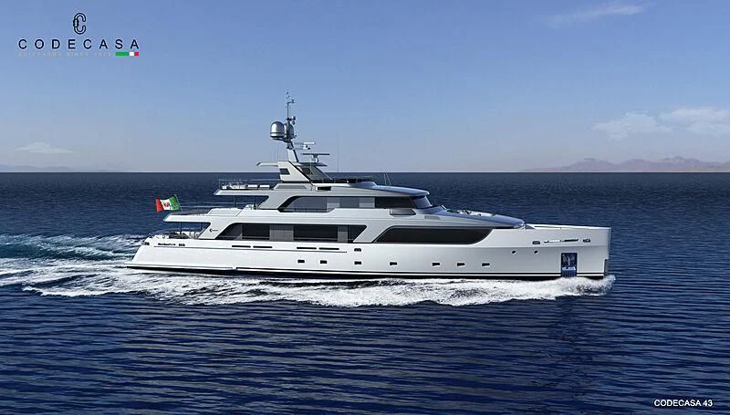 a white yacht in the water aboard BOJI Yacht for Sale