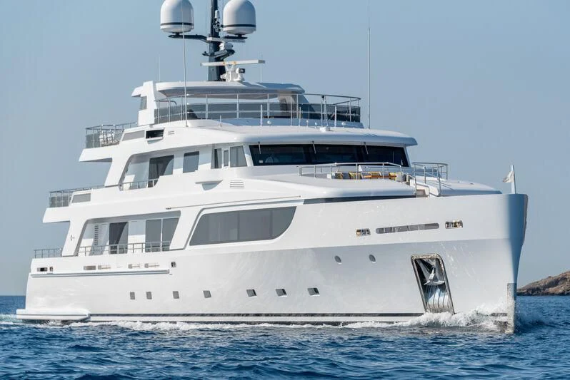 a large white yacht aboard BOJI Yacht for Sale