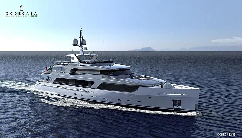 a white yacht on the water aboard BOJI Yacht for Sale
