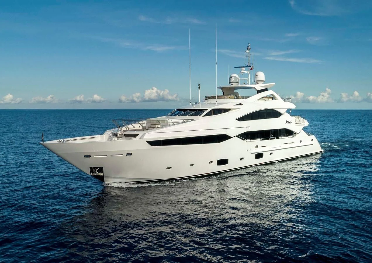 a white yacht in the water aboard ANYA Yacht for Sale
