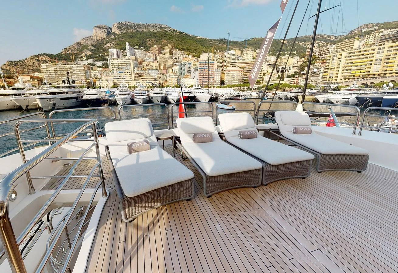 a dock with boats aboard ANYA Yacht for Sale