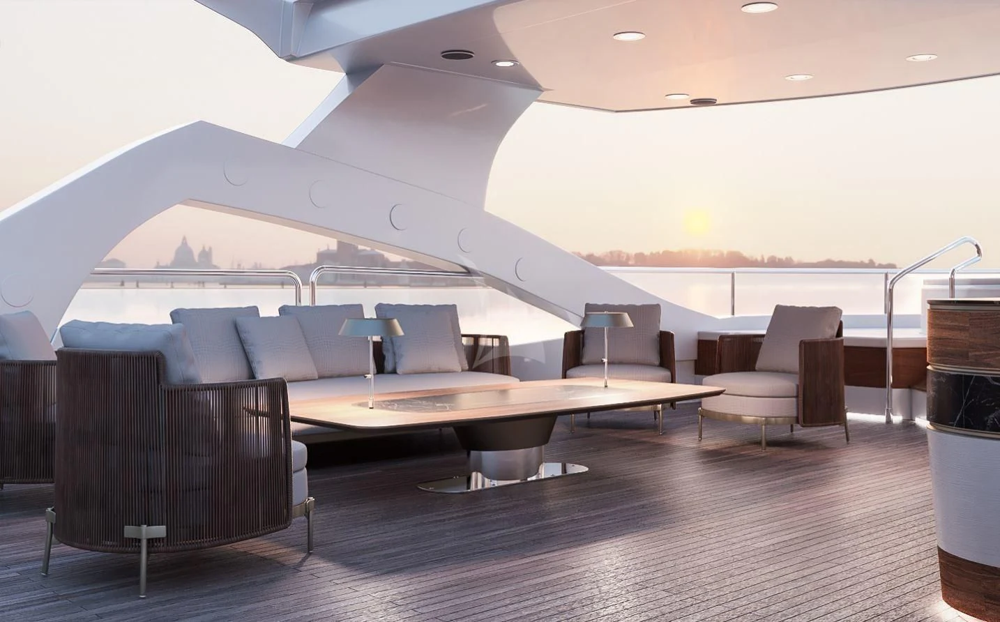 a large room with a pool table and chairs aboard ANYA Yacht for Sale