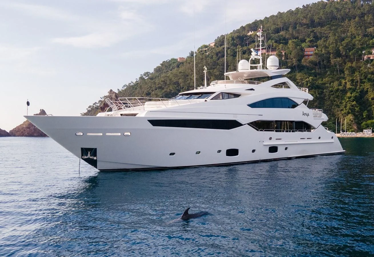 a large white yacht in the water aboard ANYA Yacht for Sale