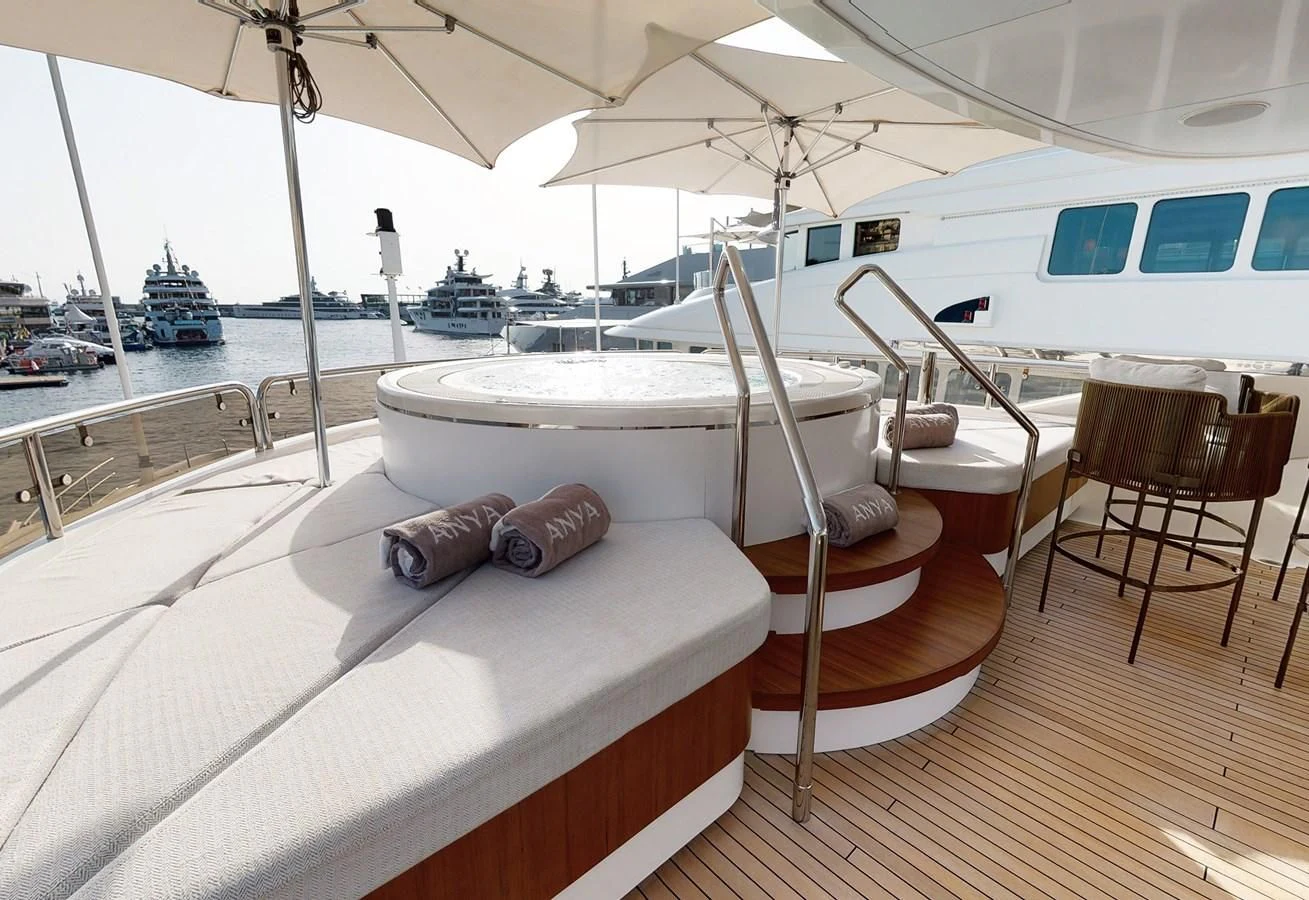 a boat on a deck aboard ANYA Yacht for Sale