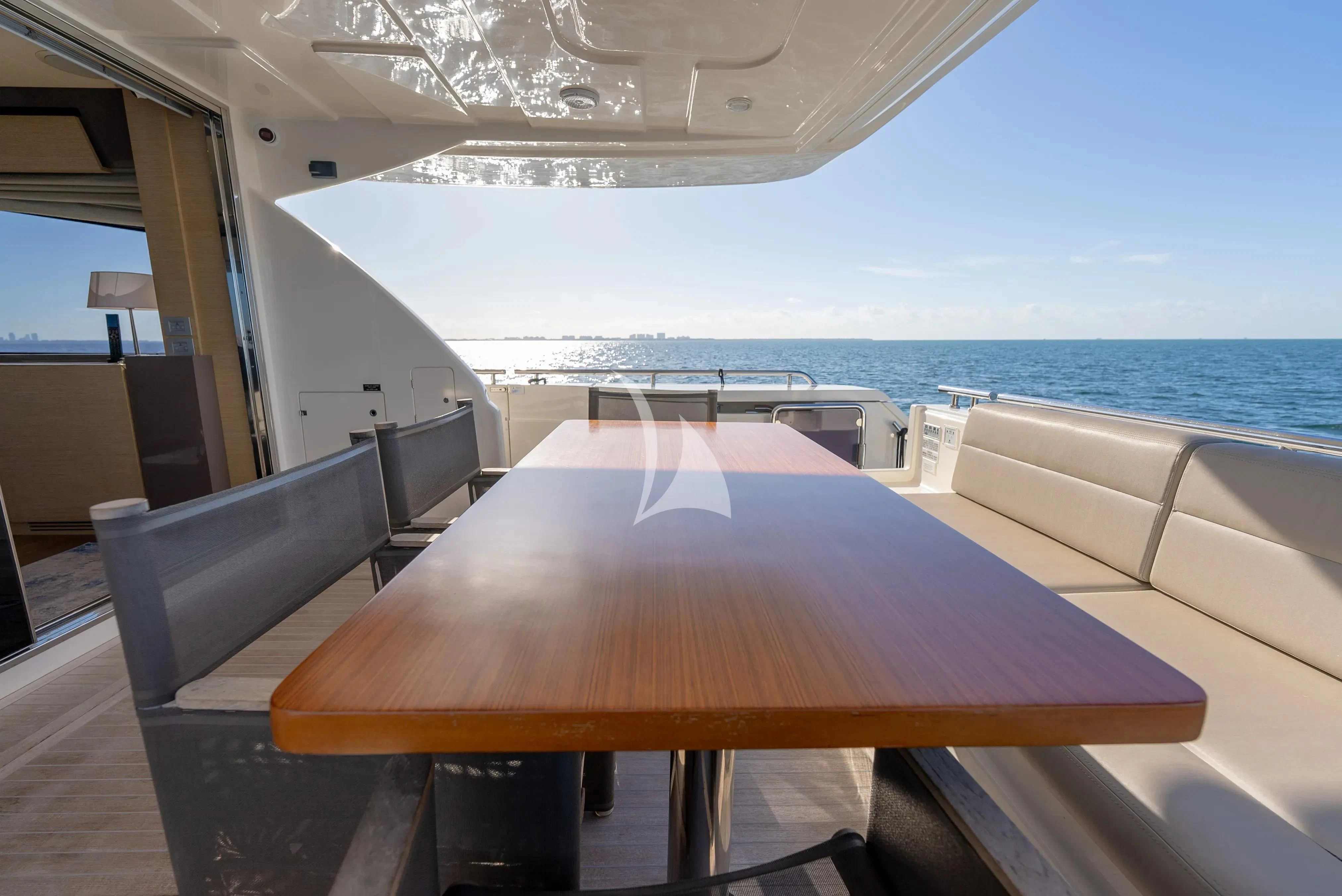 a table on a boat aboard KUDU Yacht for Sale