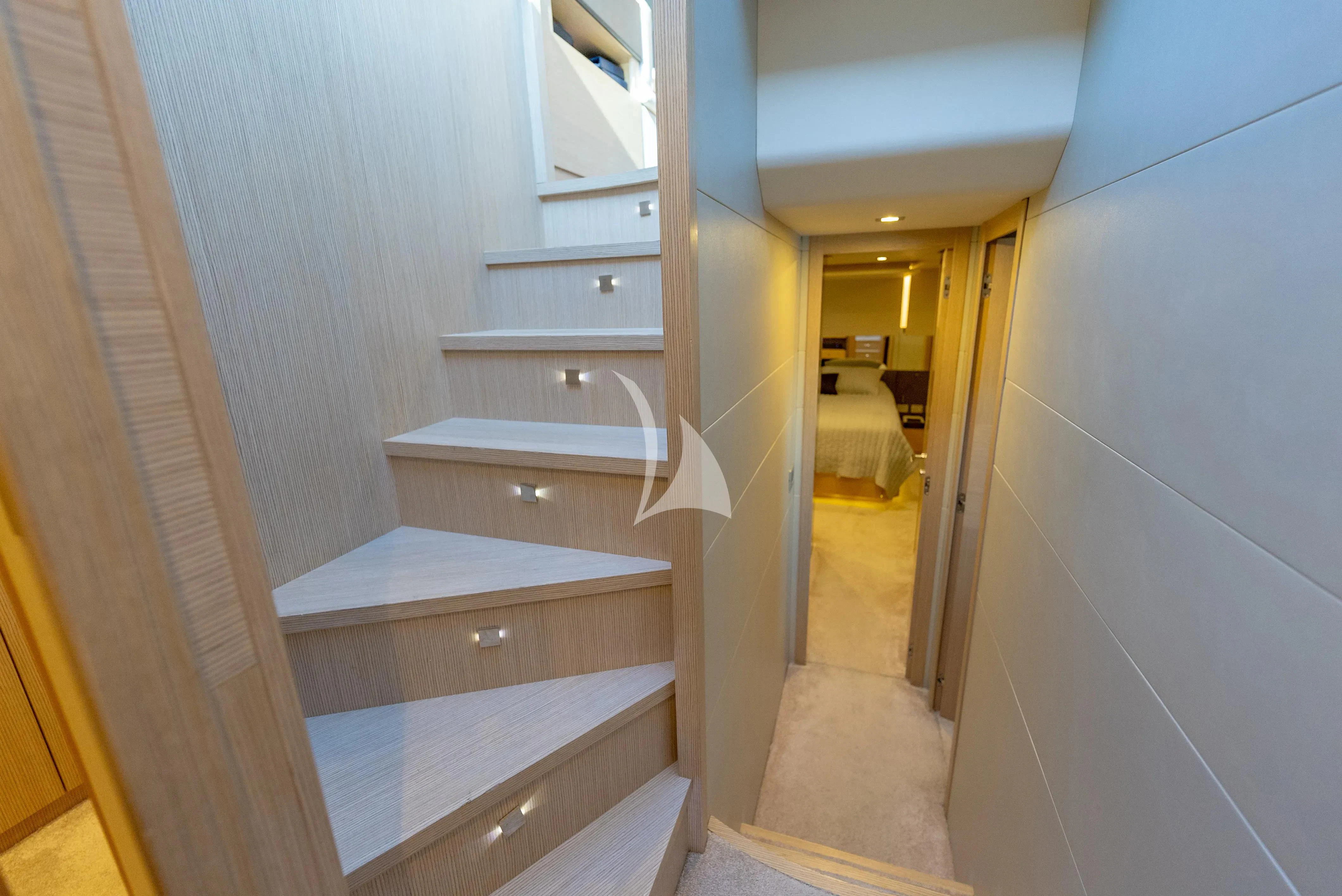 a bathroom with a sink and a mirror aboard KUDU Yacht for Sale