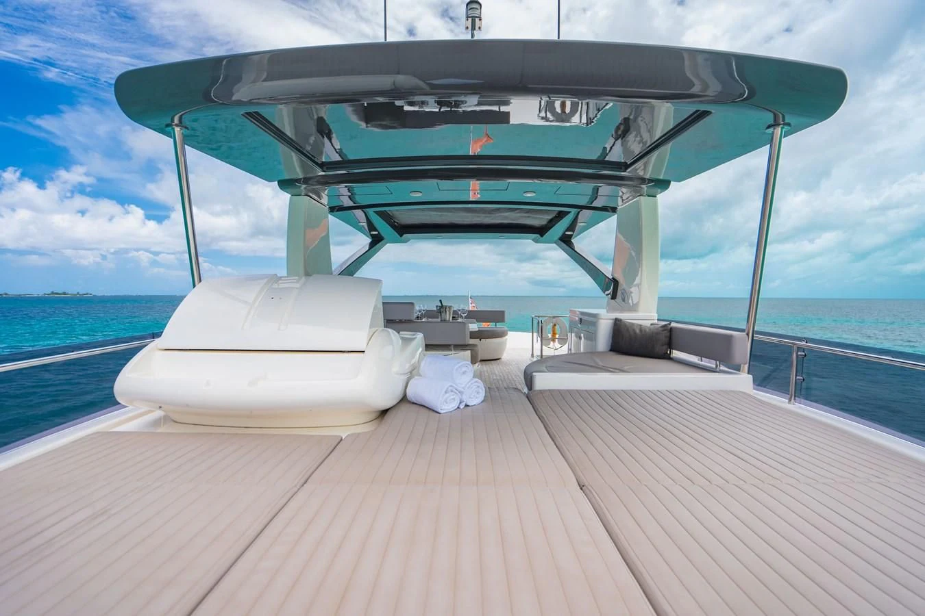 a boat on a deck aboard KUDU Yacht for Sale