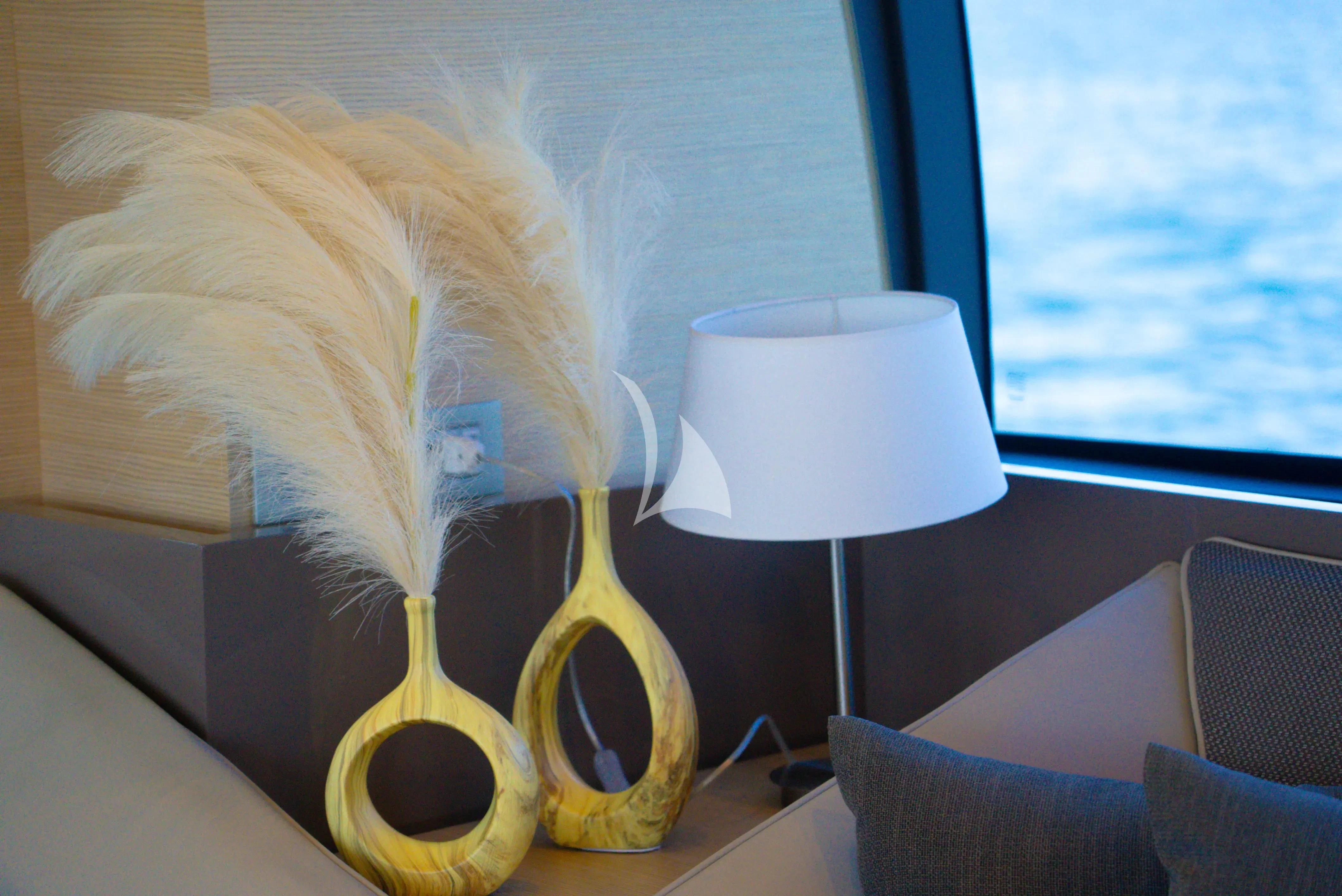 a vase with flowers aboard KUDU Yacht for Sale