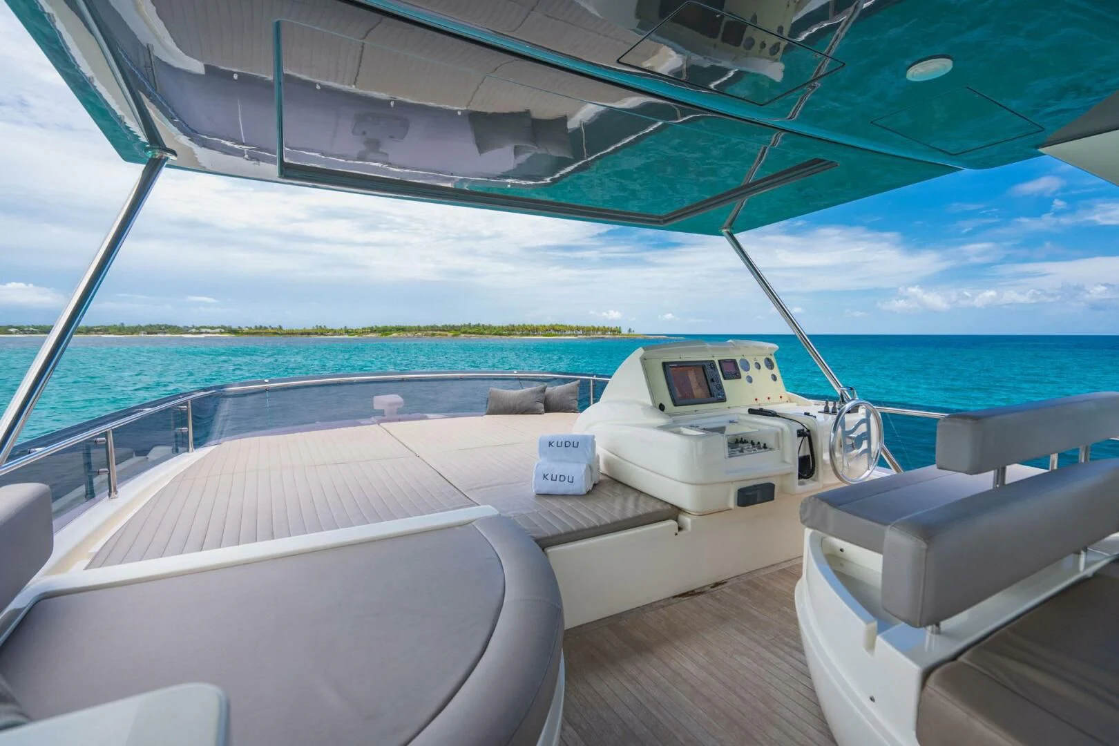a boat on a deck aboard KUDU Yacht for Sale