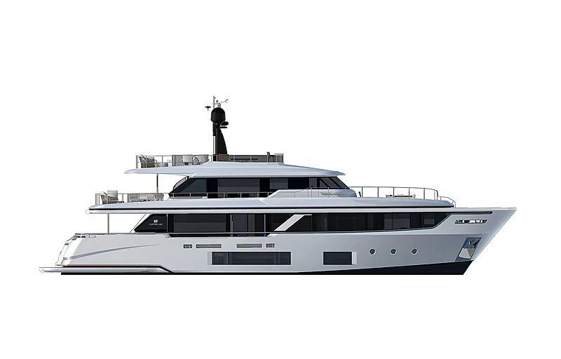 a white and black boat aboard WOLFPACK Yacht for Sale