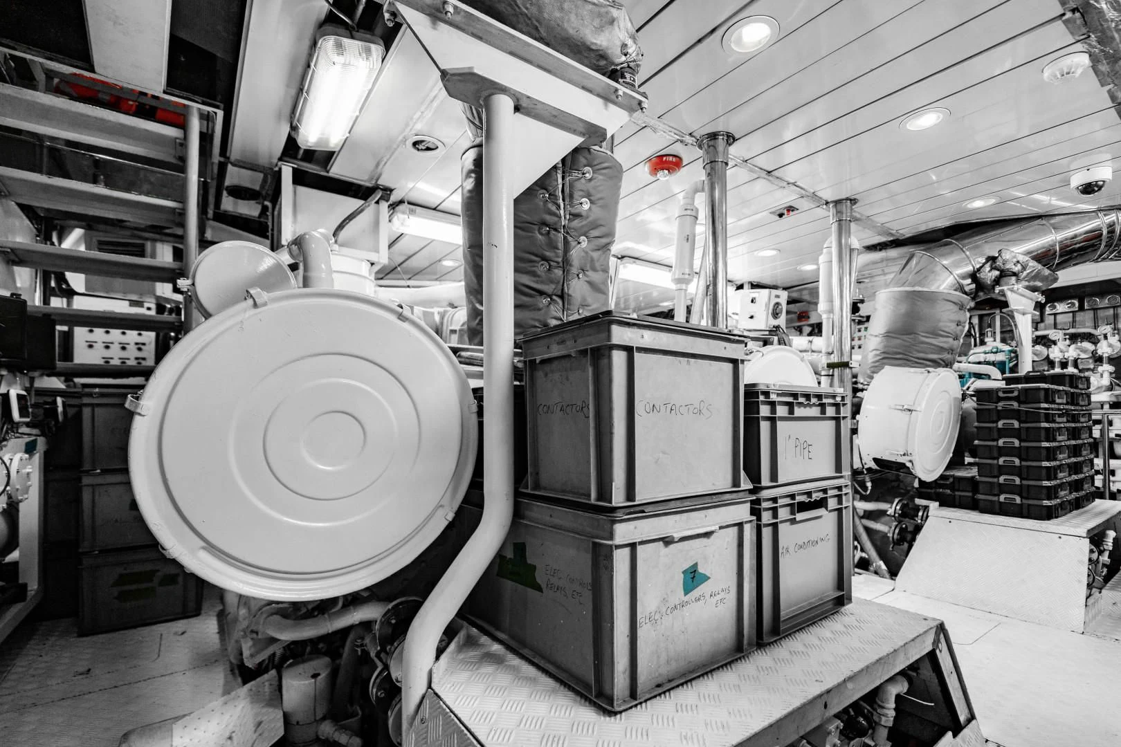 a room with machinery aboard ARTEMISEA Yacht for Sale