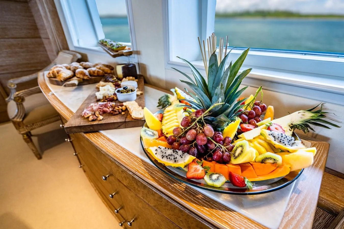 a tray of food aboard ARTEMISEA Yacht for Sale