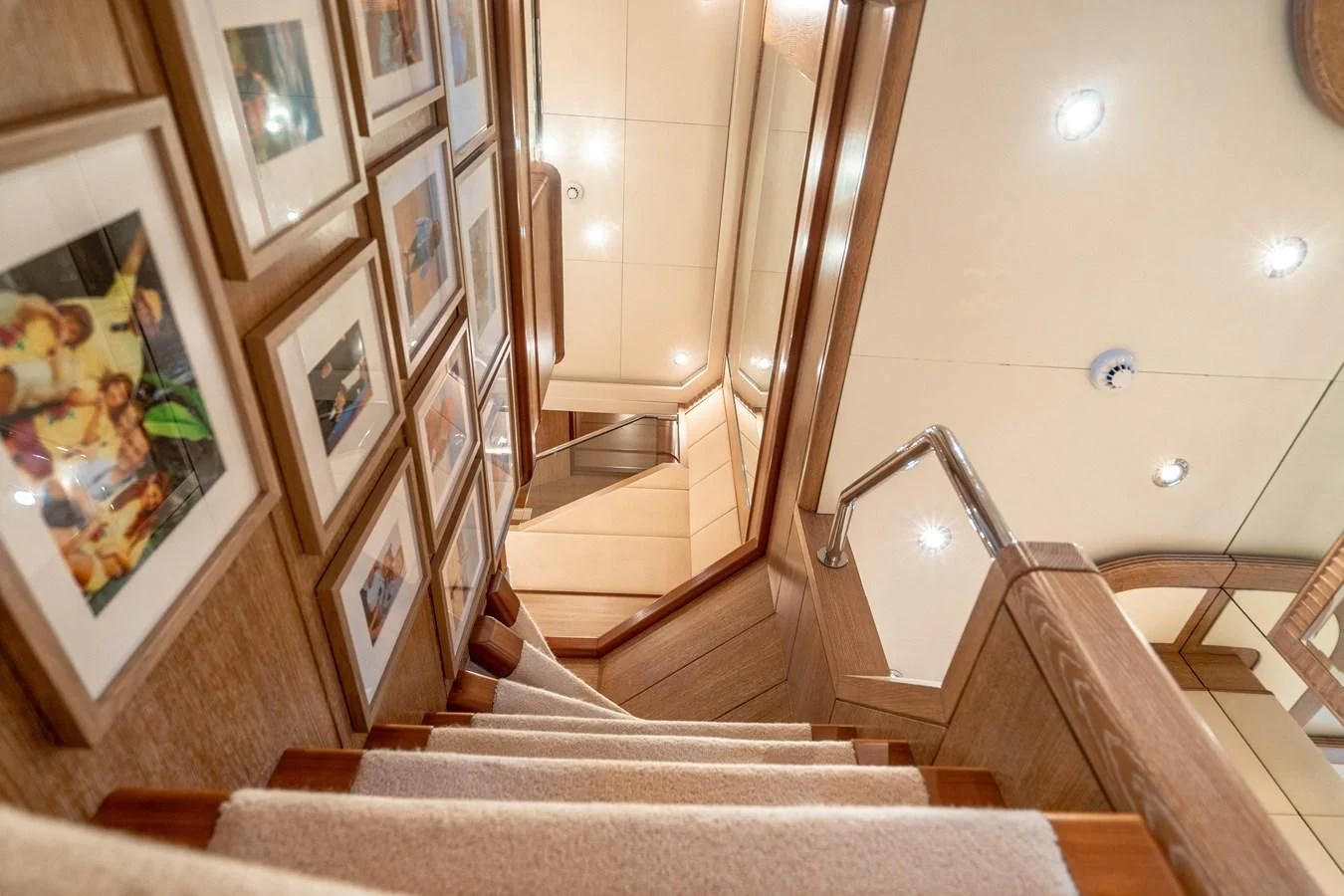 a staircase with a glass door aboard ARTEMISEA Yacht for Sale