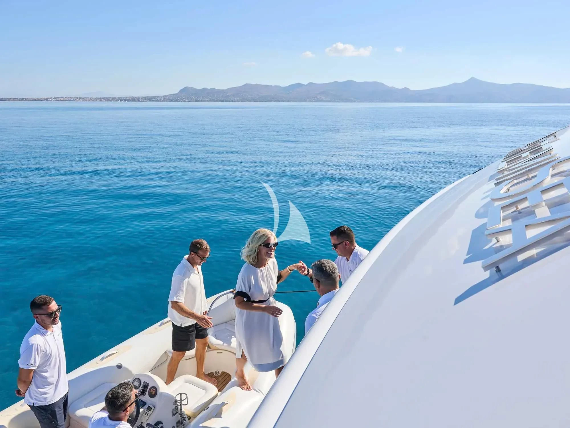 a group of people on a boat aboard ARTEMISEA Yacht for Sale