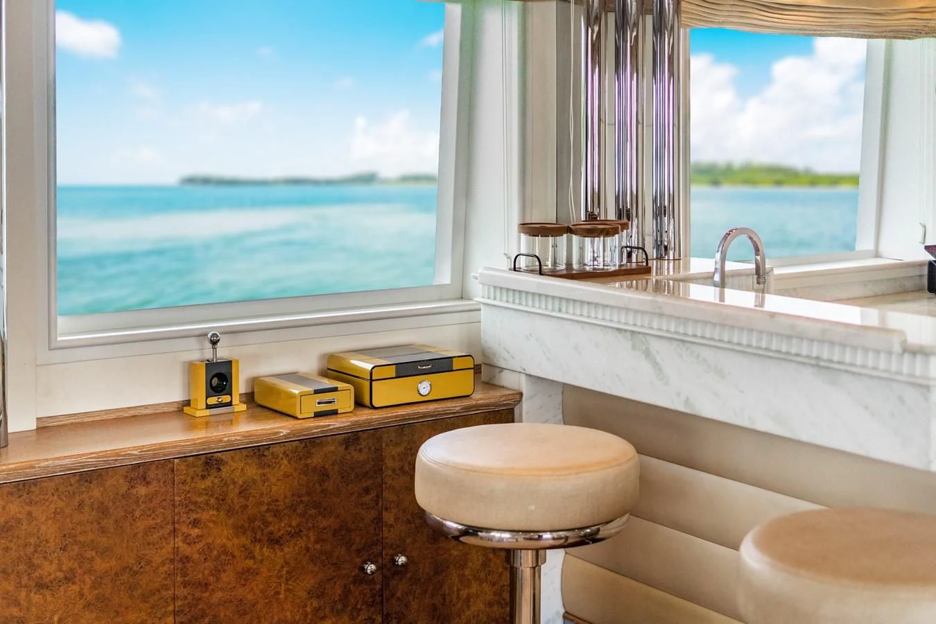 a bathroom with a tub sink and a window aboard ARTEMISEA Yacht for Sale