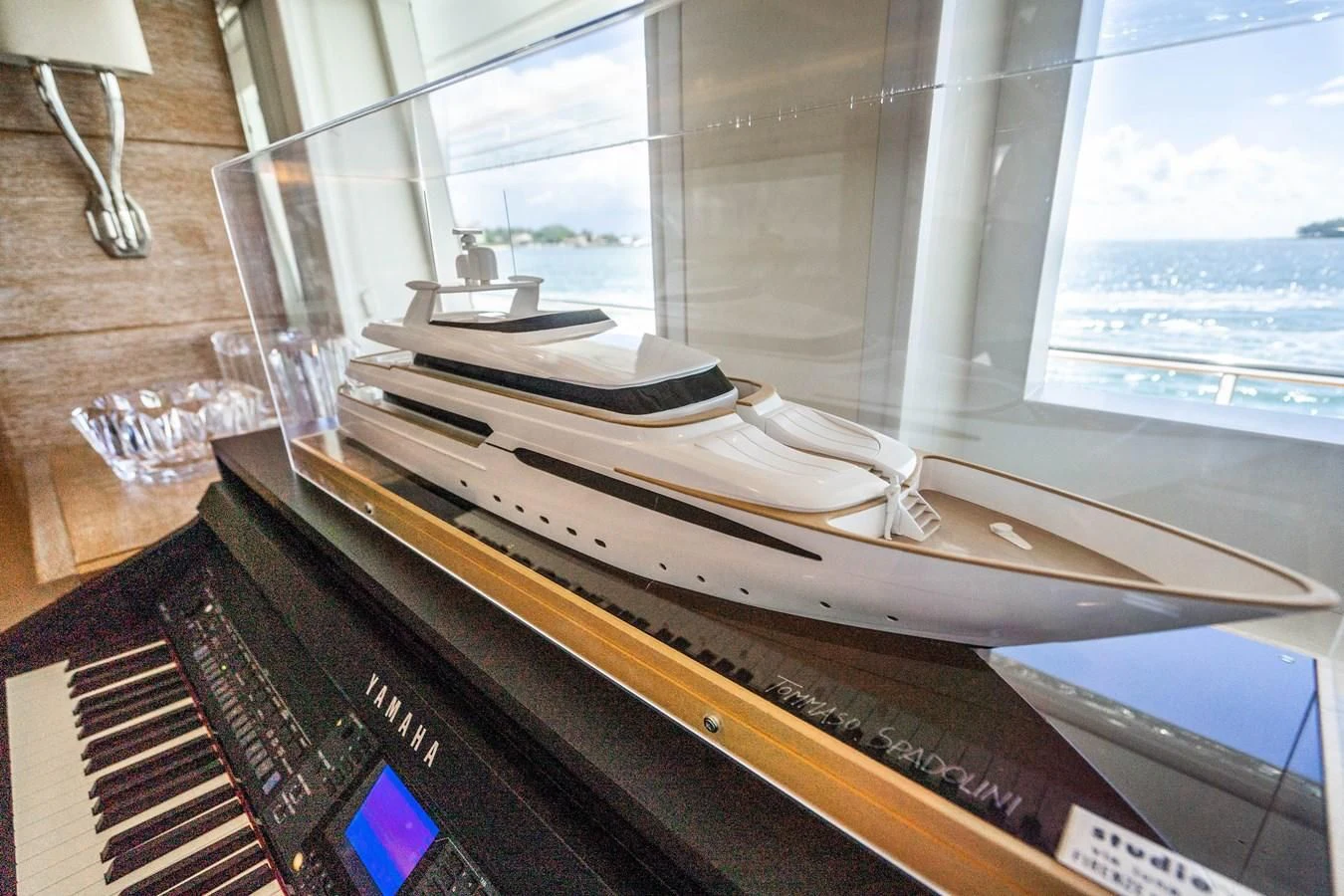 a piano with a keyboard aboard ARTEMISEA Yacht for Sale