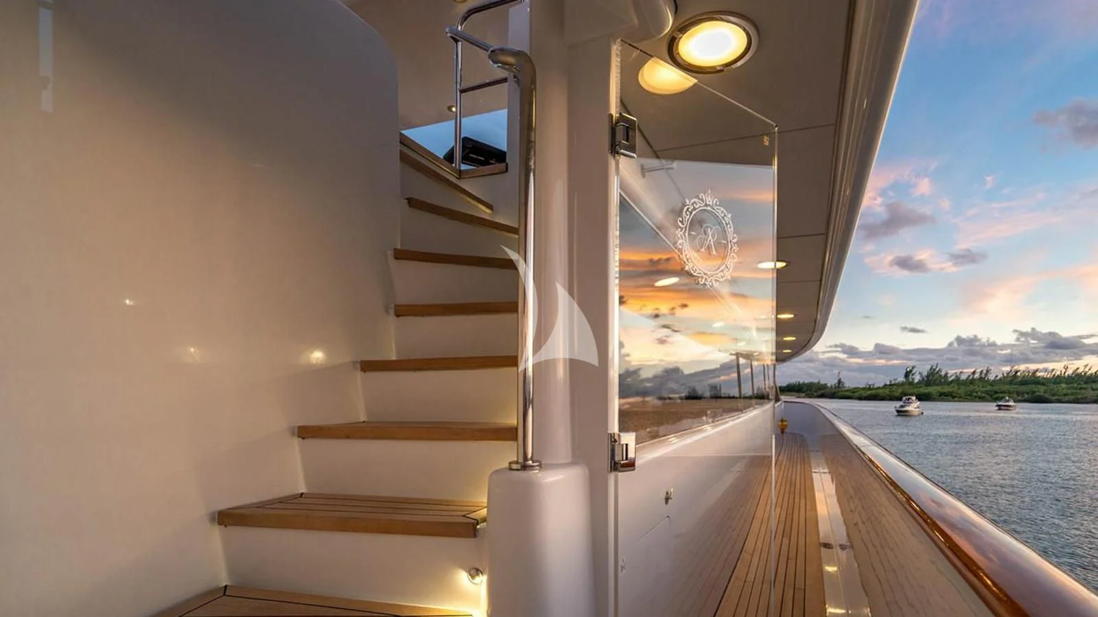 a view of a boat on a body of water from a boat aboard ARTEMISEA Yacht for Sale