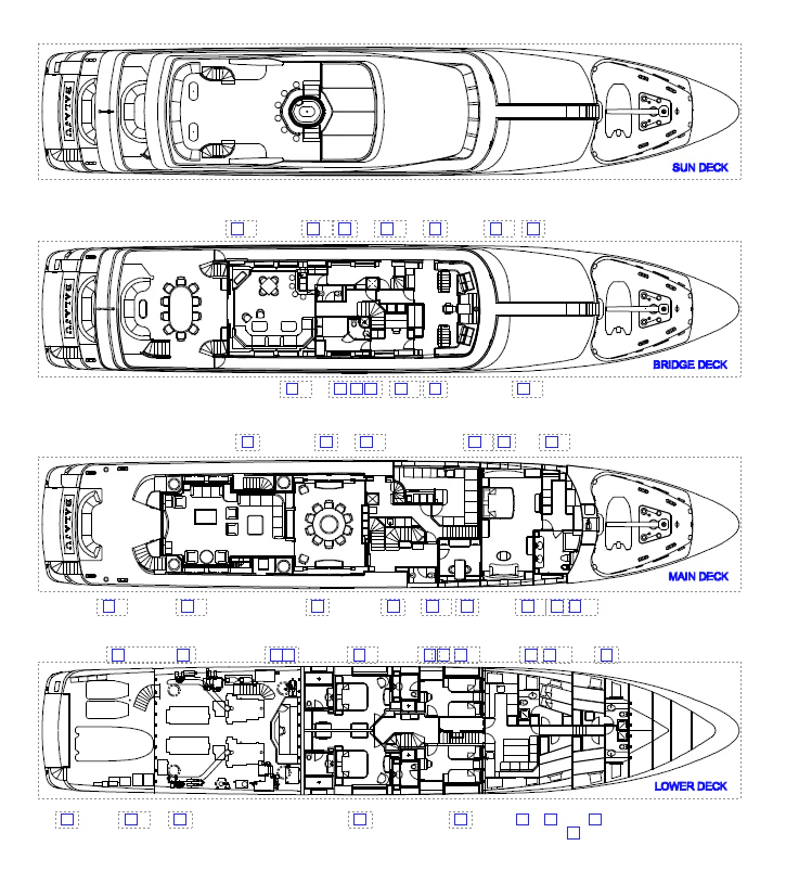 diagram, engineering drawing aboard ARTEMISEA Yacht for Sale