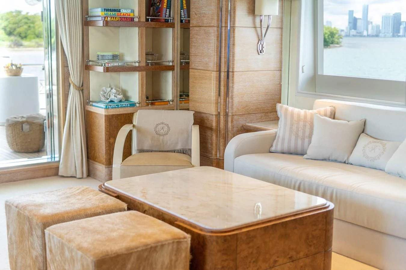 a room with a table and chairs aboard ARTEMISEA Yacht for Sale