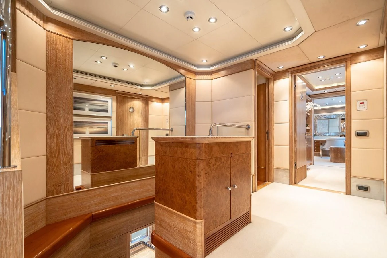 a large room with a counter and cabinets aboard ARTEMISEA Yacht for Sale