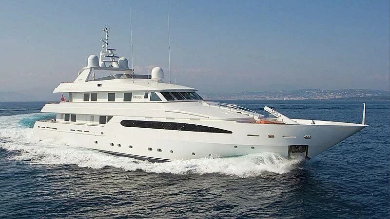 a white yacht on the water aboard ARTEMISEA Yacht for Sale