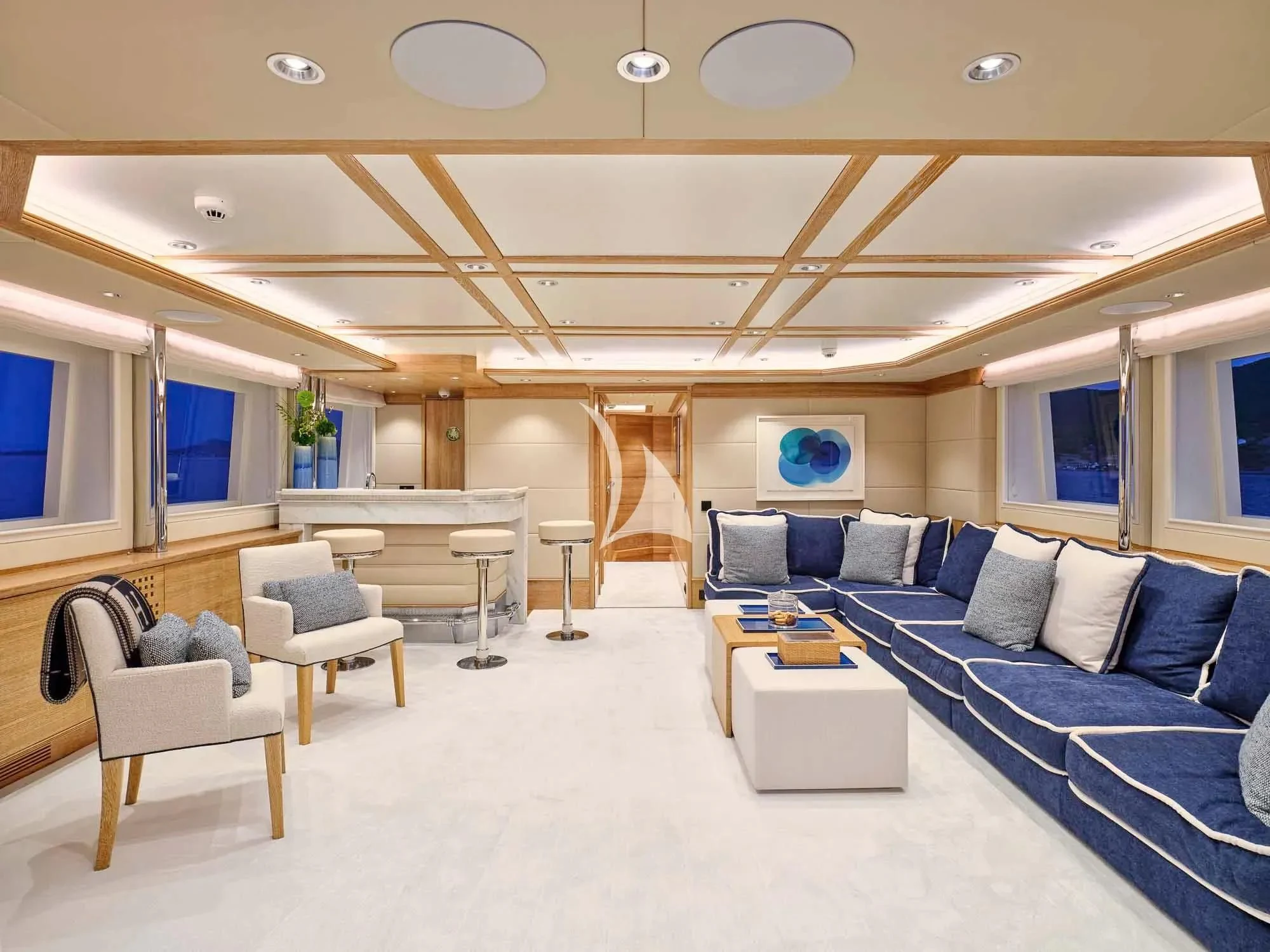 a room with a couch and a table aboard ARTEMISEA Yacht for Sale