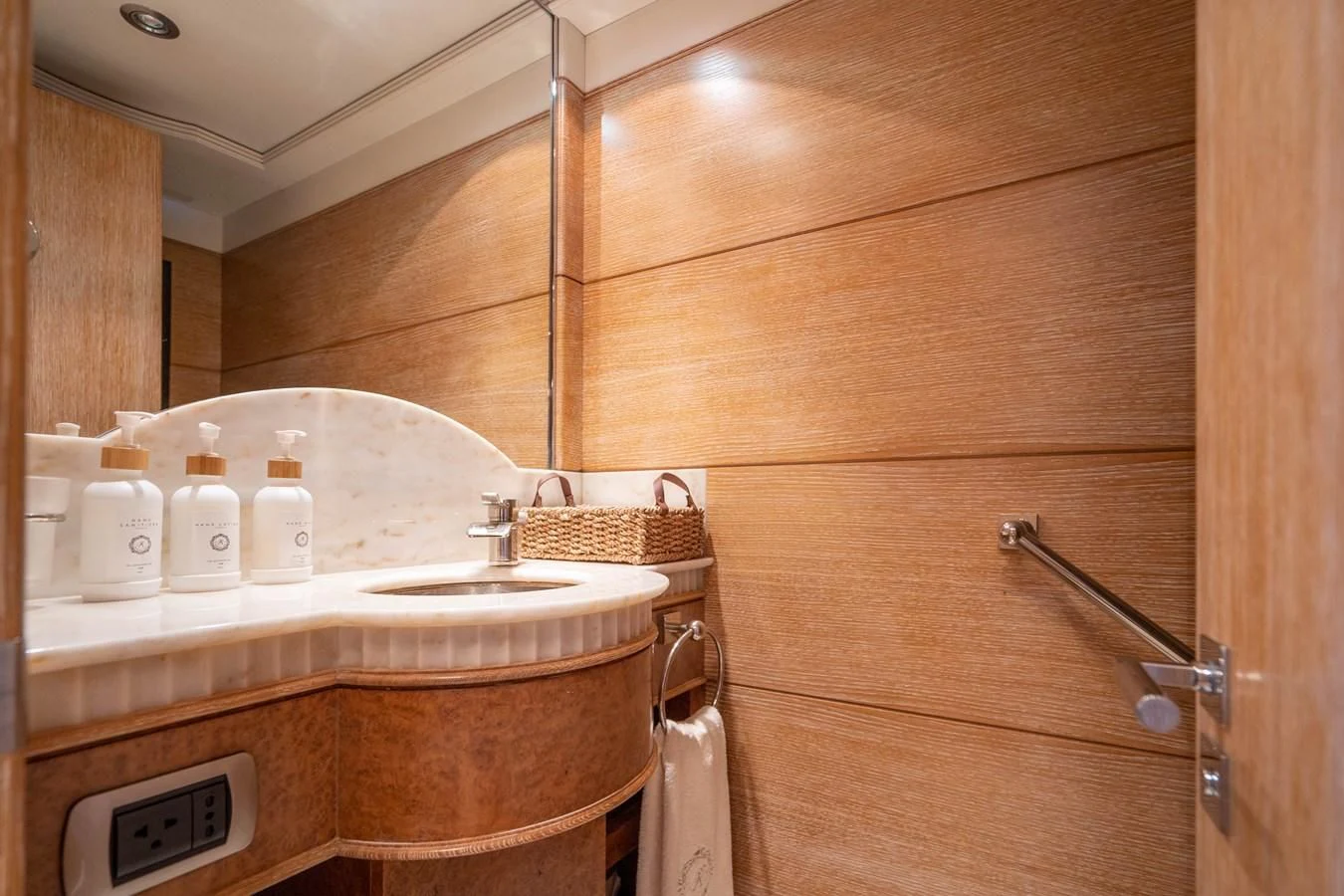 a sink and counter in a bathroom aboard ARTEMISEA Yacht for Sale