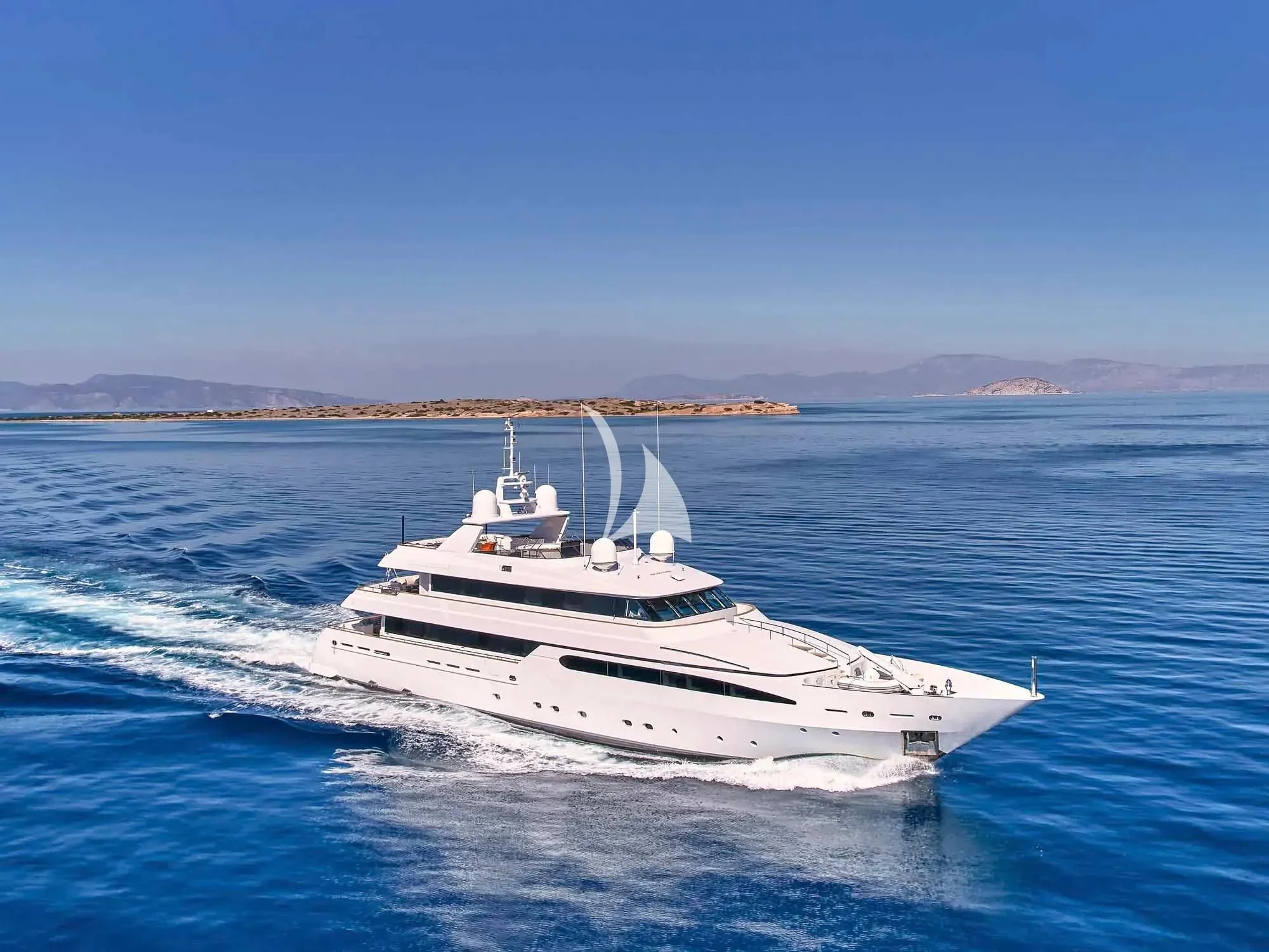 a white yacht on the water aboard ARTEMISEA Yacht for Sale