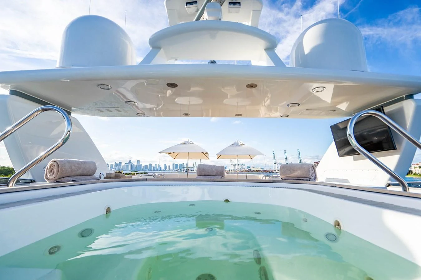 a boat with a canopy aboard ARTEMISEA Yacht for Sale