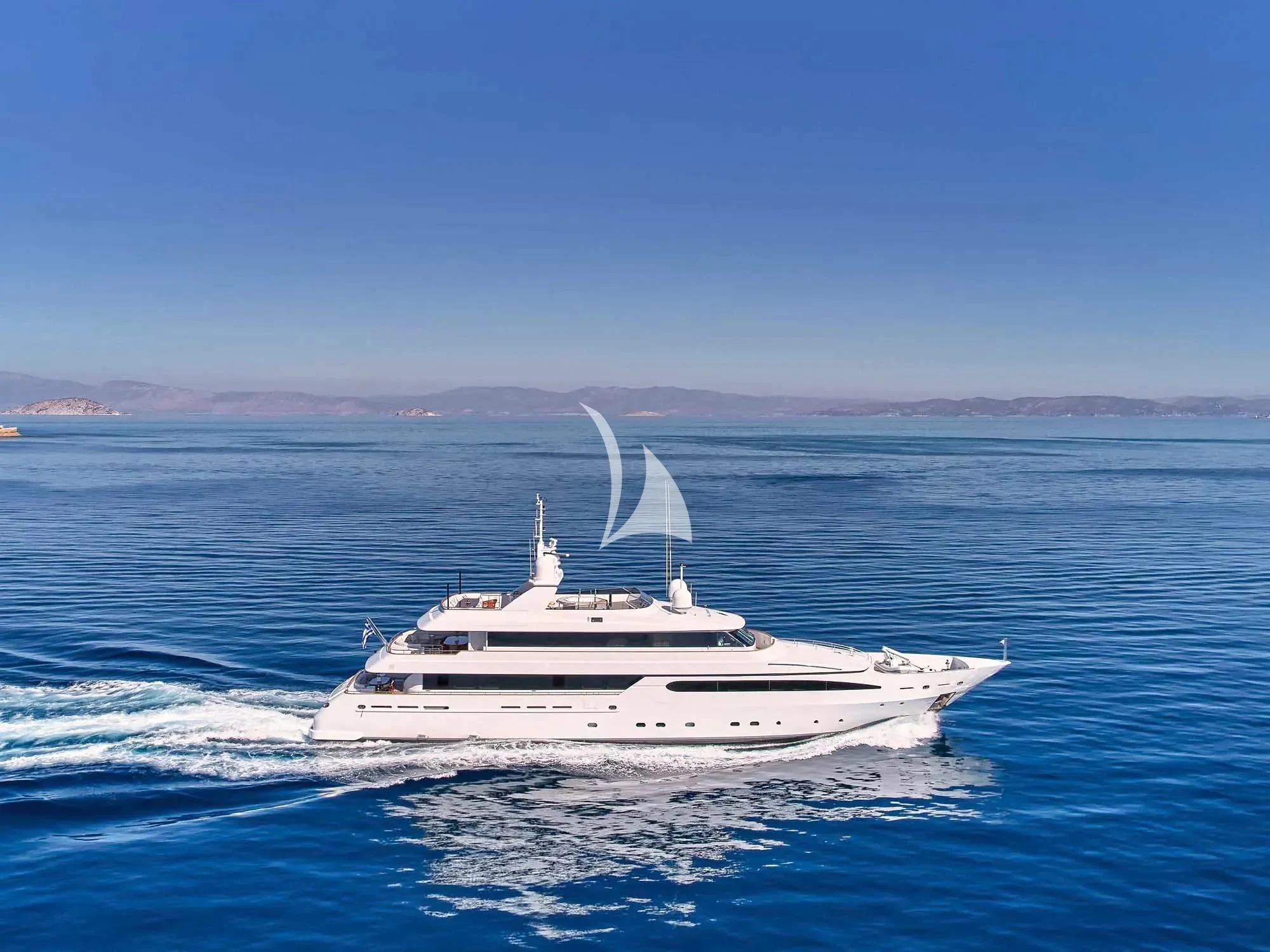 a white boat in the water aboard ARTEMISEA Yacht for Sale