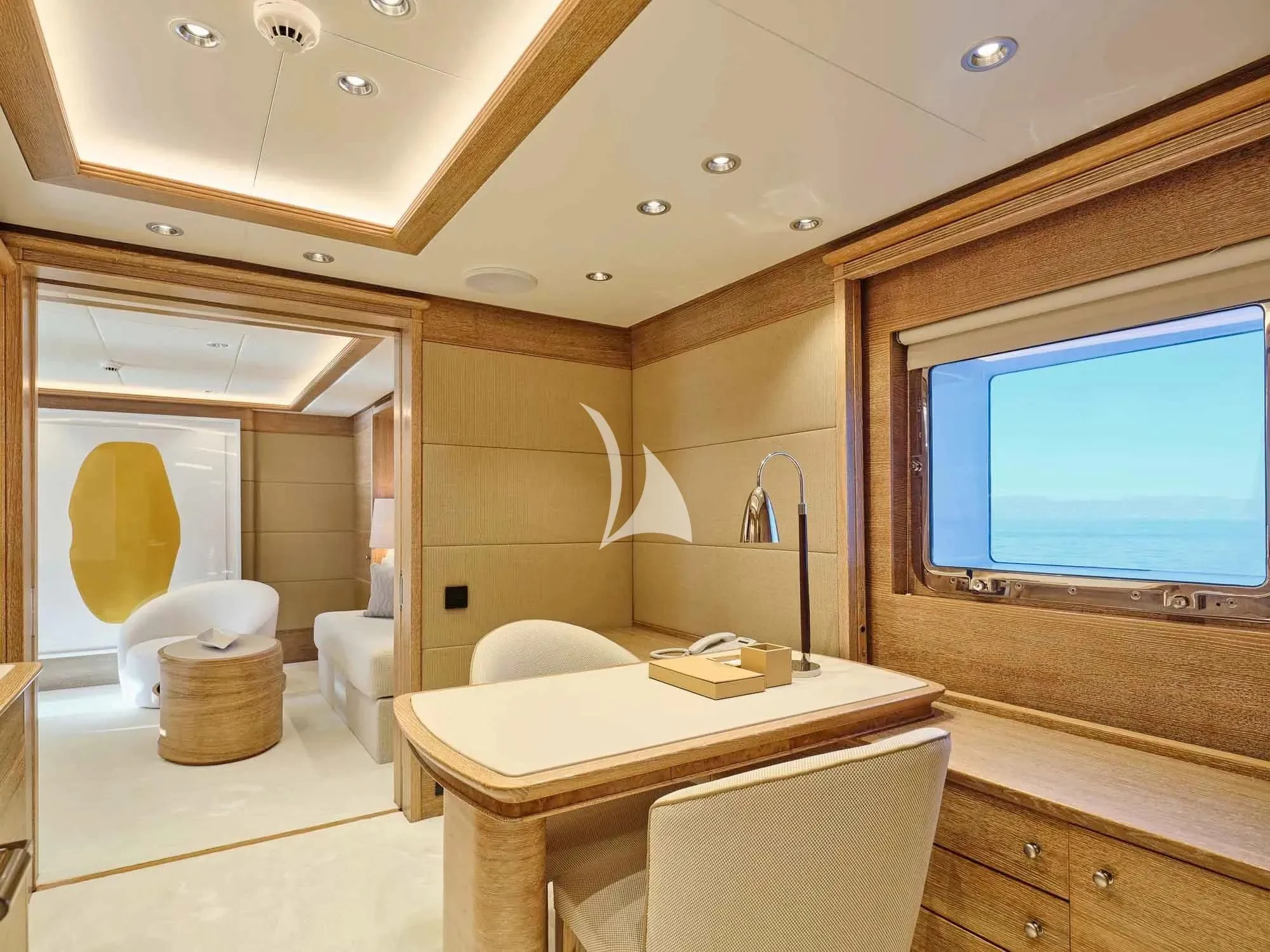 a bathroom with a large television aboard ARTEMISEA Yacht for Sale