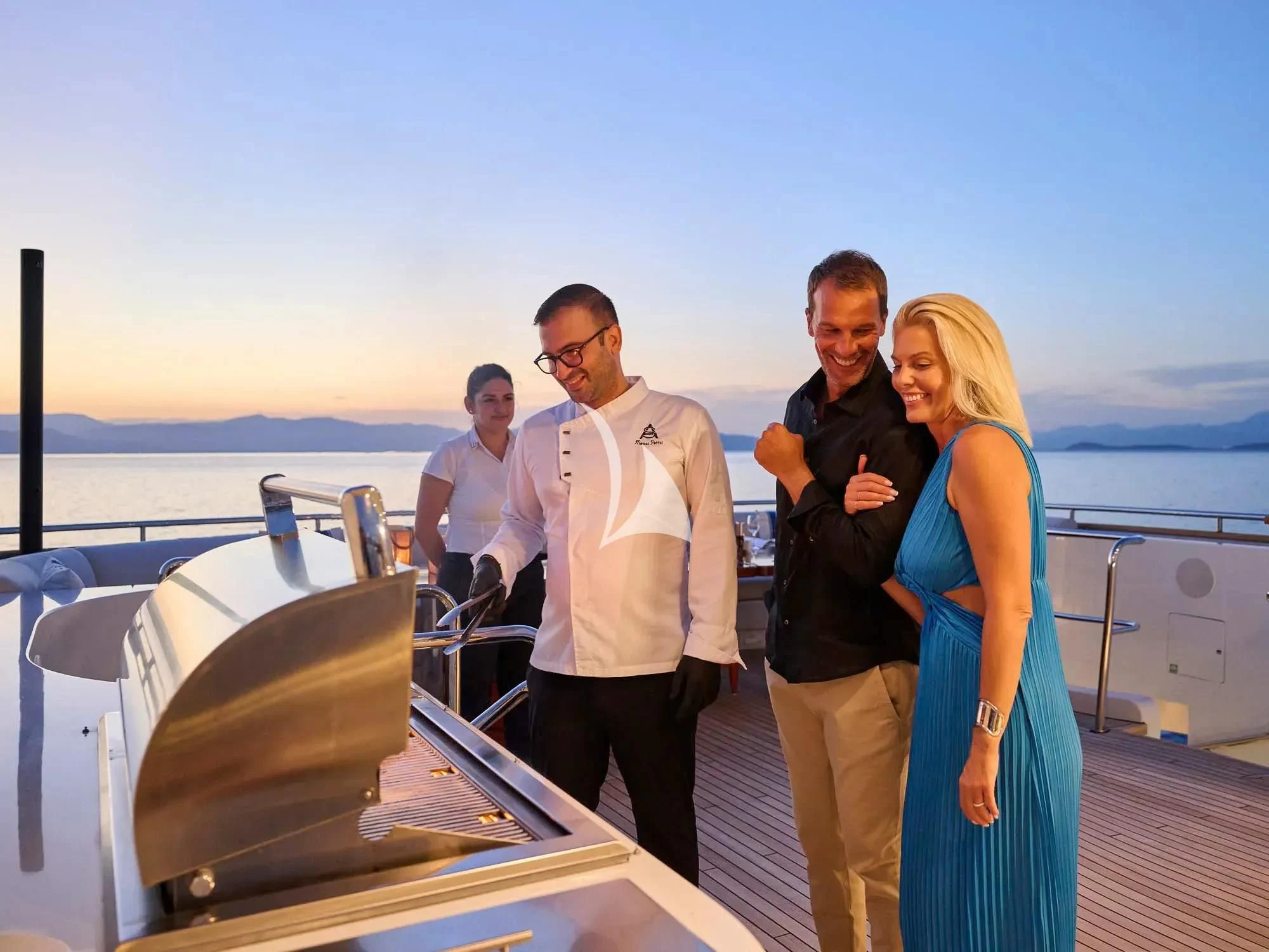 a group of people on a boat aboard ARTEMISEA Yacht for Sale