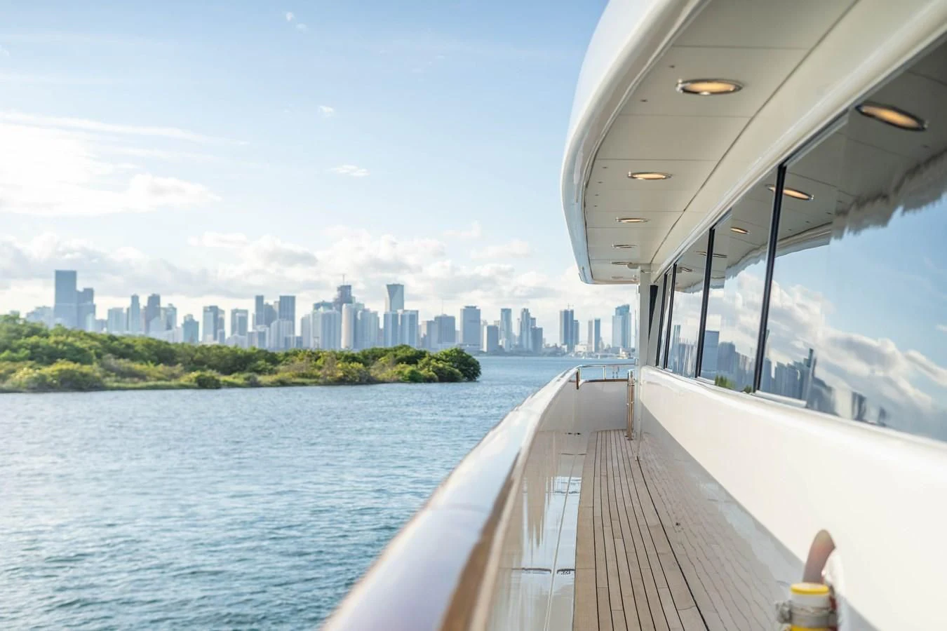 a view of a city from a boat aboard ARTEMISEA Yacht for Sale