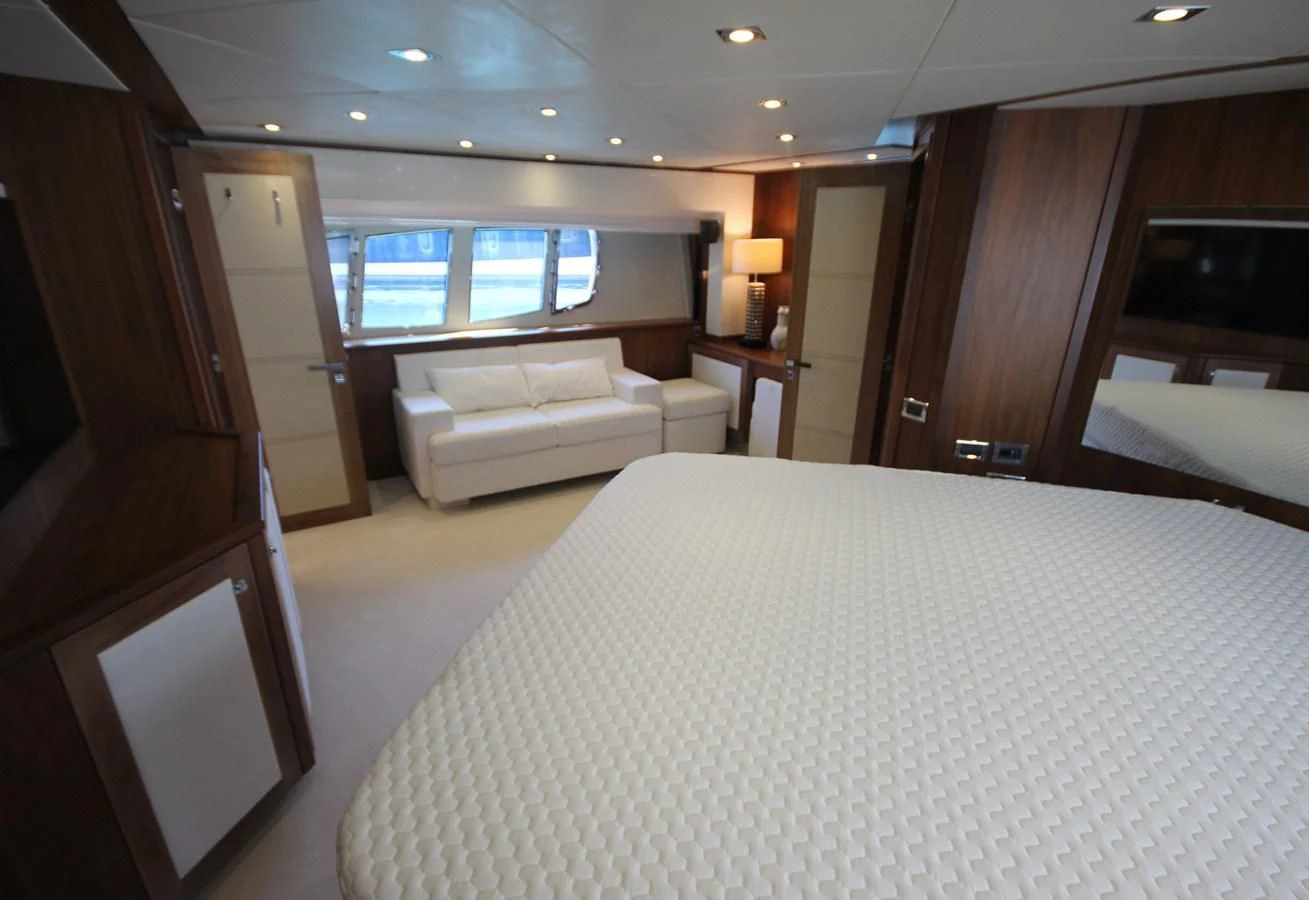 a bed in a room aboard COPPER 3 Yacht for Sale