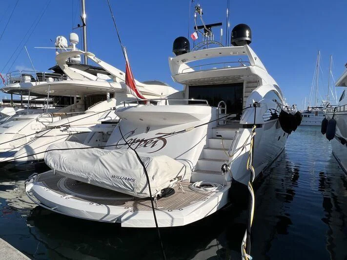 a group of boats are parked in a harbor aboard COPPER 3 Yacht for Sale