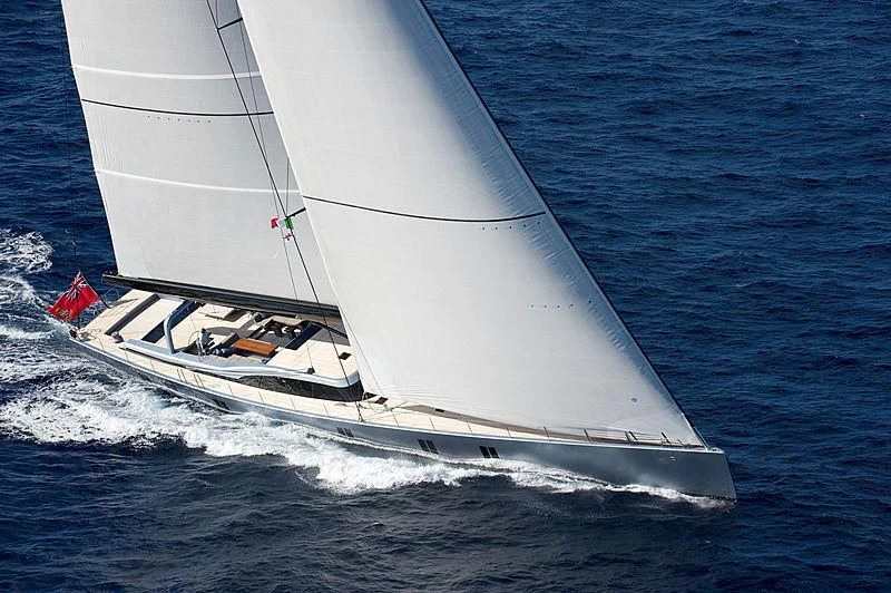 a white sailboat on the water aboard SHARLOU Yacht for Sale