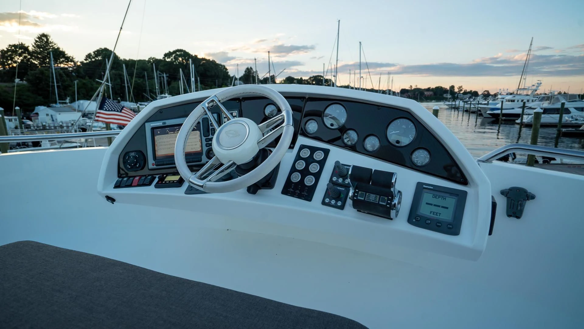 the front of a white car aboard JIMBO Yacht for Sale
