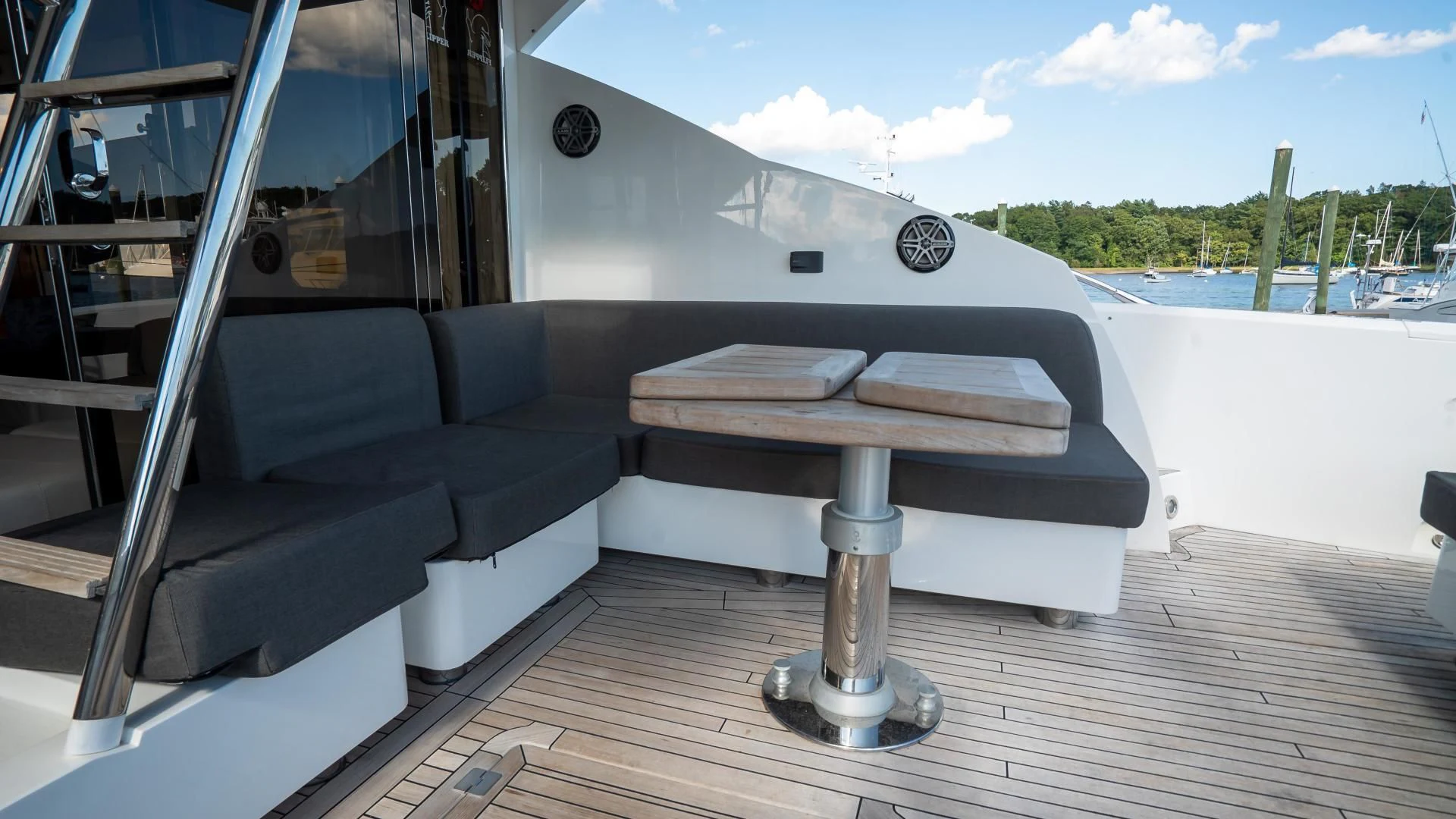 a table on a boat aboard JIMBO Yacht for Sale