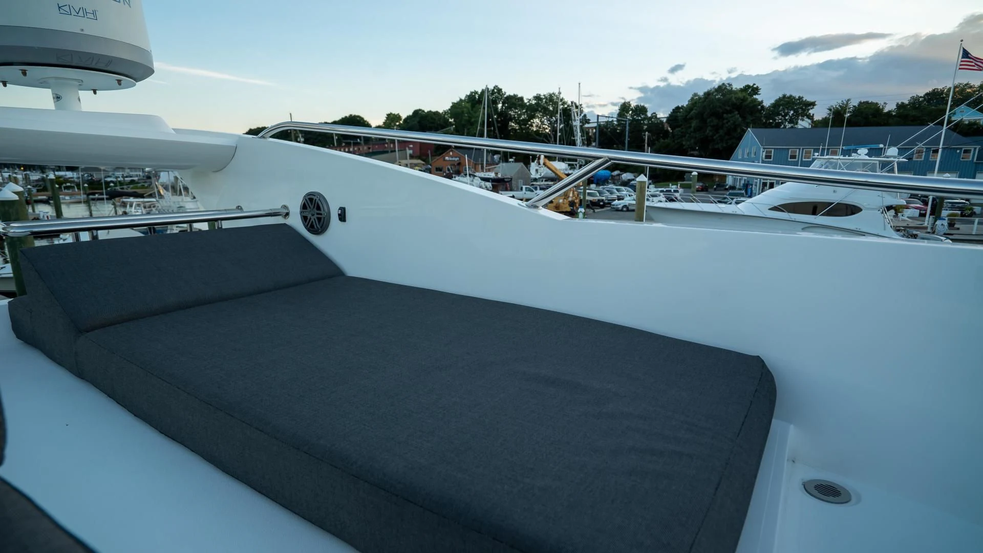 a boat in a harbor aboard JIMBO Yacht for Sale