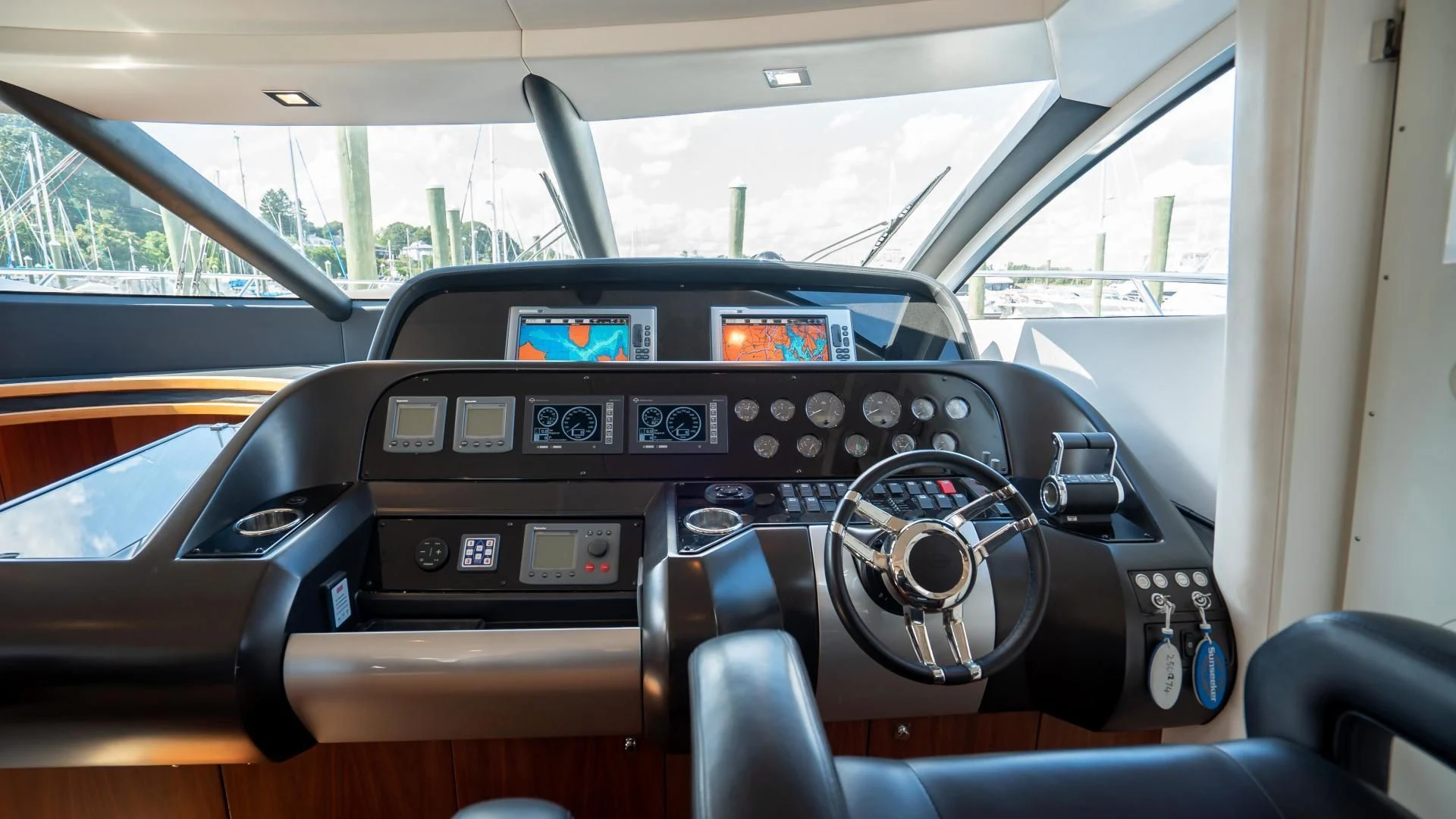 the interior of a car aboard JIMBO Yacht for Sale