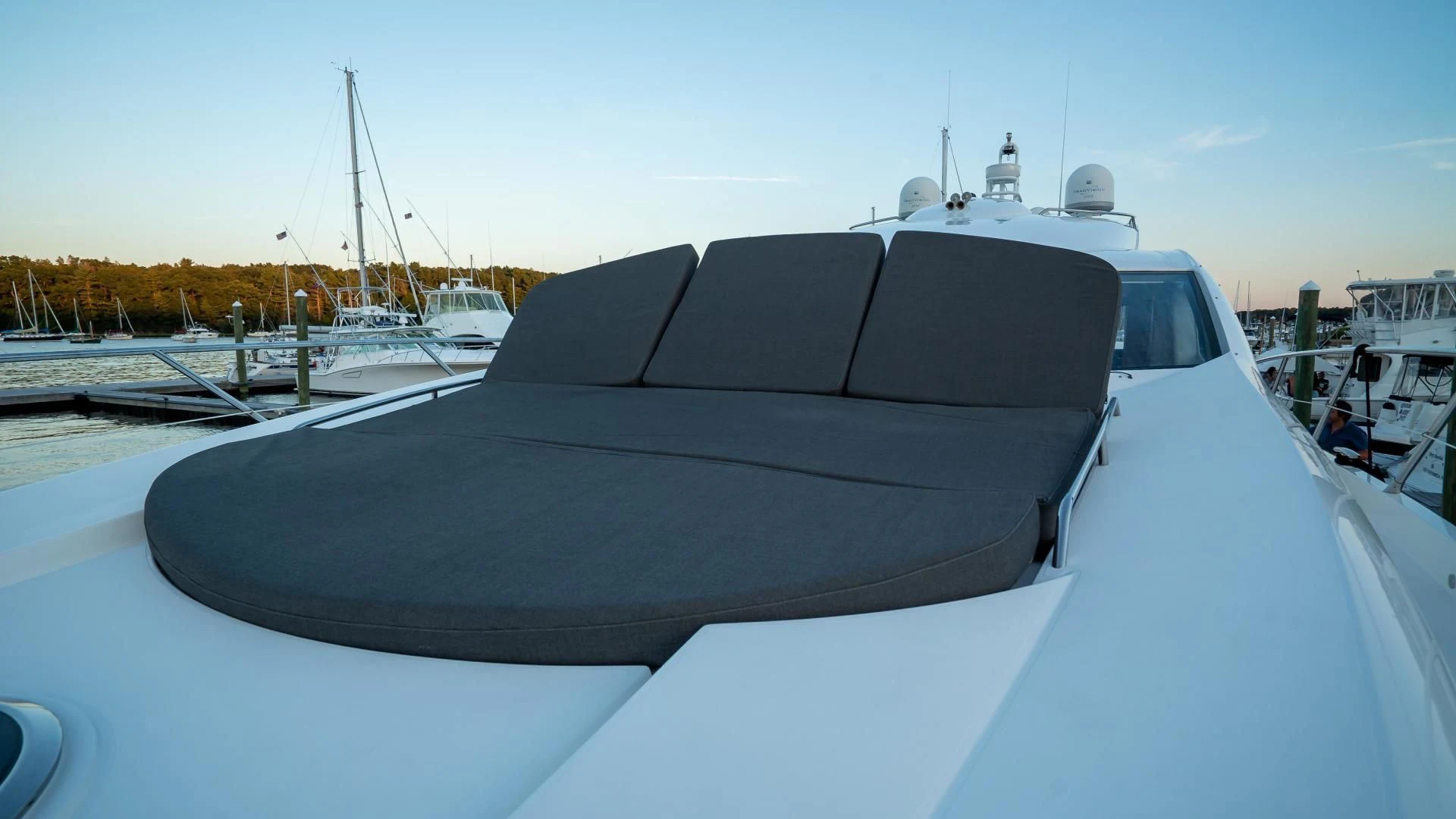 a black and white boat aboard JIMBO Yacht for Sale