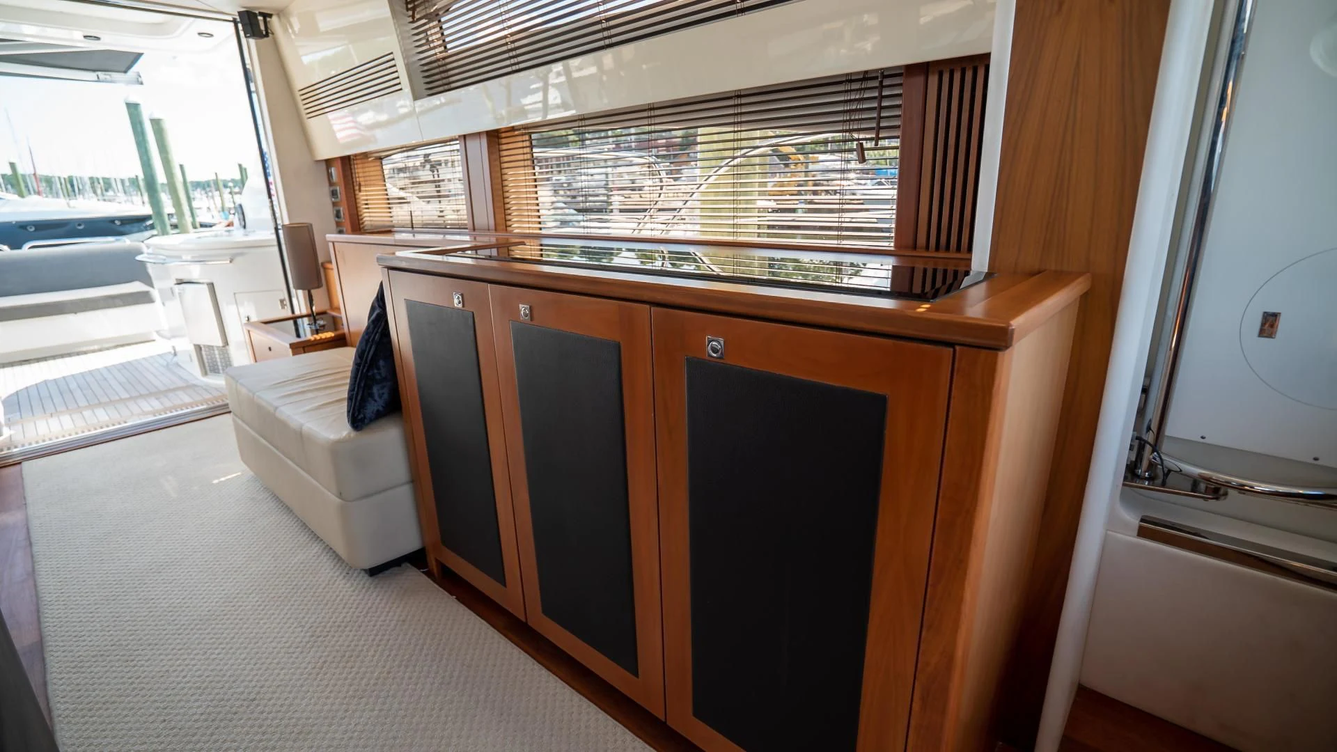 a room with a large cabinet aboard JIMBO Yacht for Sale