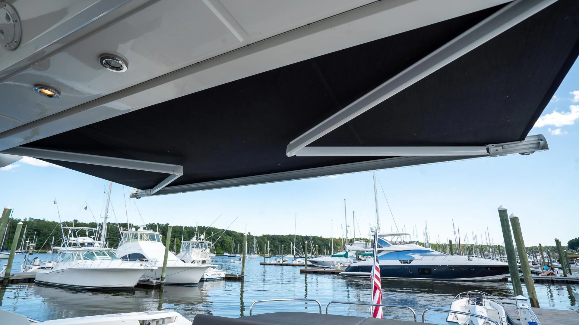 a group of boats are parked in a harbor aboard JIMBO Yacht for Sale