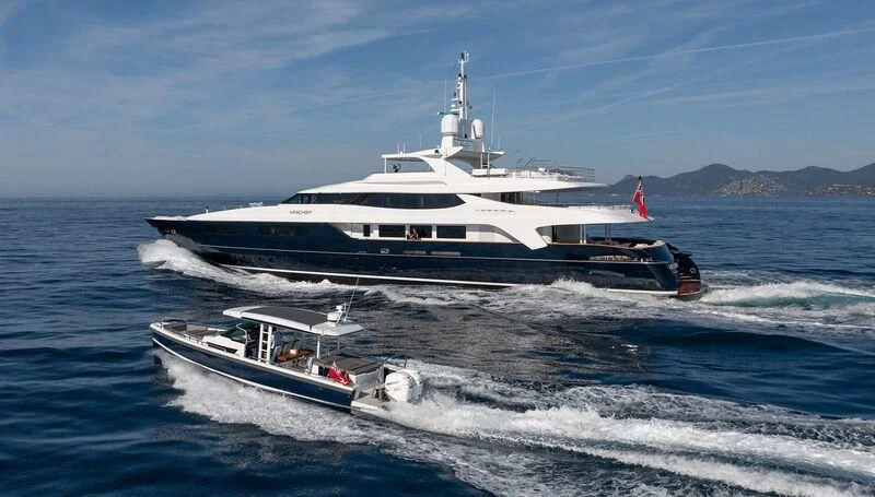 a boat on the water aboard MISCHIEF Yacht for Sale