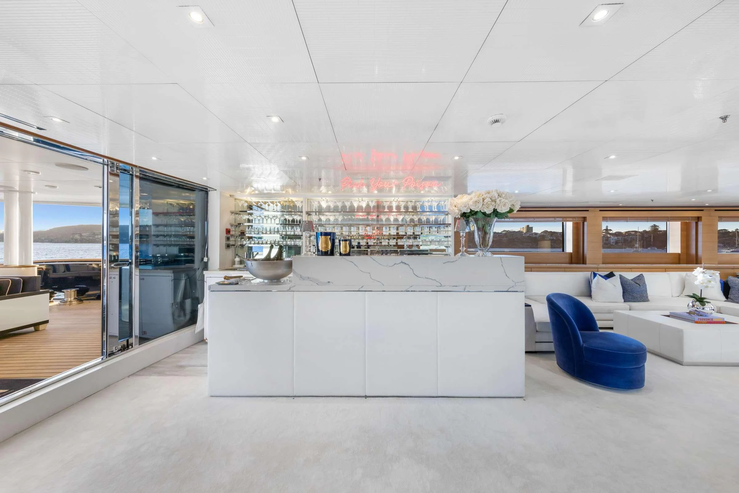 a modern looking kitchen aboard MISCHIEF Yacht for Sale