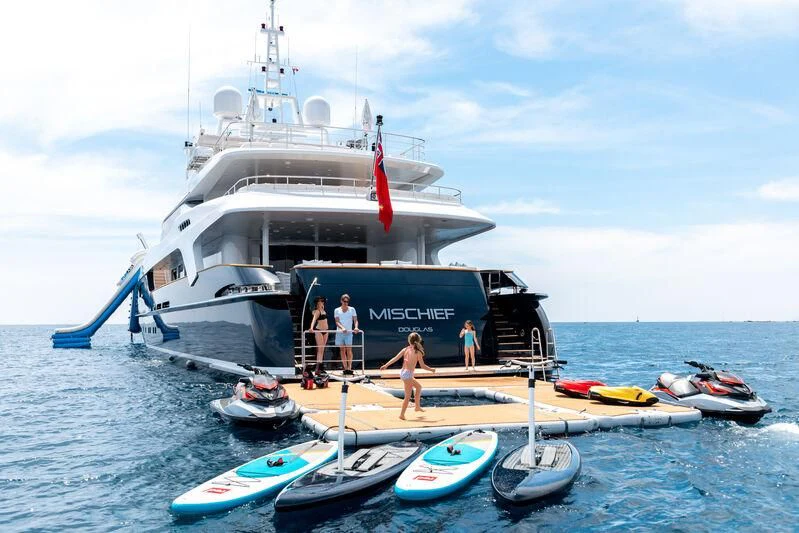 a boat with people on it aboard MISCHIEF Yacht for Sale